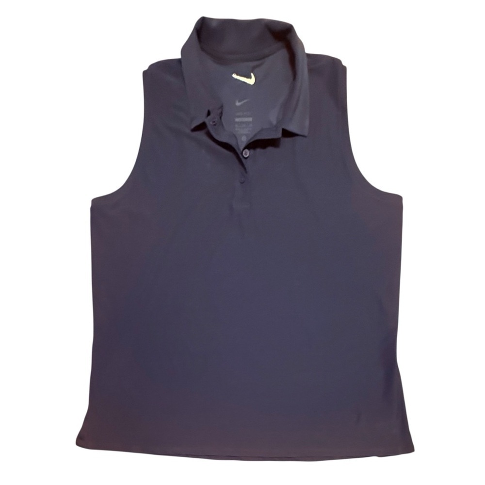 Nike Women's Navy Blue Sleeveless Slim Dri Fit Golf Tennis Polo Tank Top Size XL